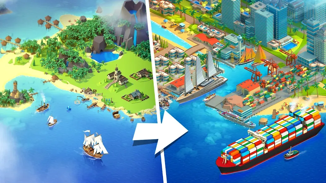 Sea Port: Cargo Boat Tycoon (Си Порт)  [МОД Unlimited Money] Screenshot 1