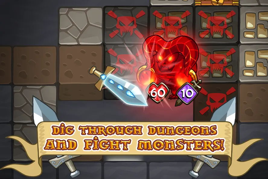 Mine Quest: Battle Dungeon RPG (Майн Квест)  [МОД Бесконечные монеты] Screenshot 3