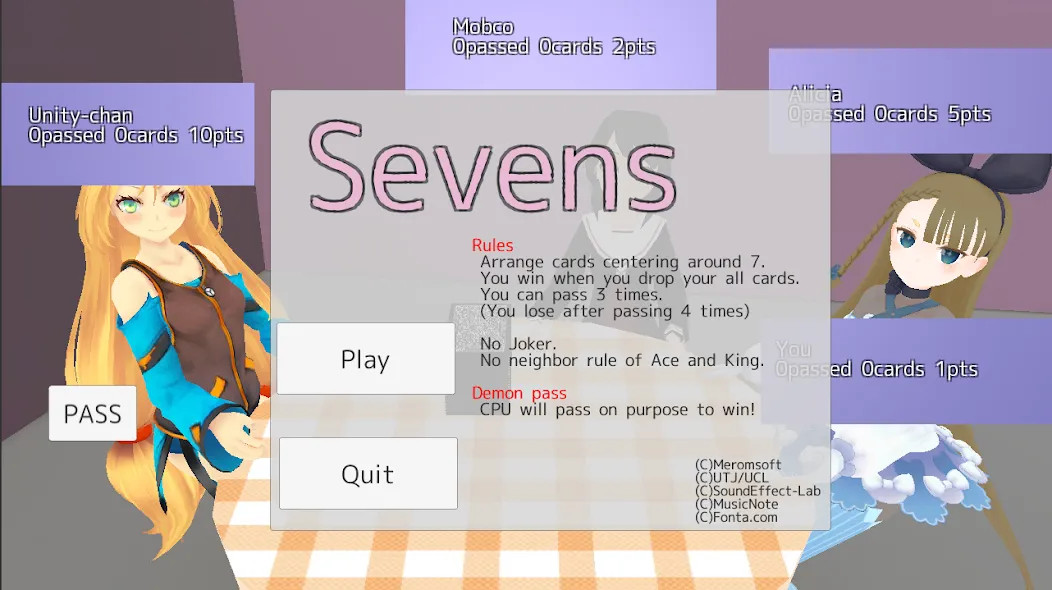 Sevens card game (Севенс карточная игра)  [МОД Меню] Screenshot 1