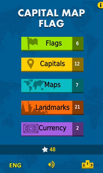 Capital Map Flag - geo quiz  [МОД Бесконечные деньги] Screenshot 1