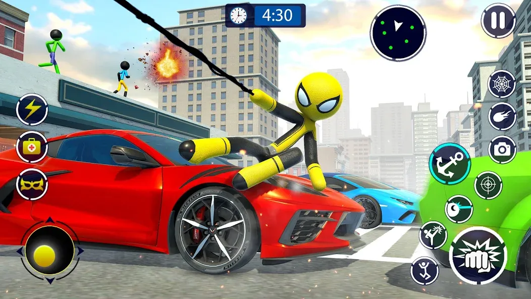 Spider Stickman Rope Hero Game  [МОД Mega Pack] Screenshot 1