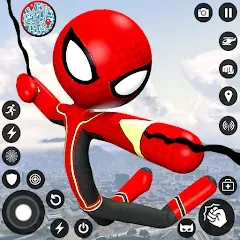 Скачать взломанную Spider Stickman Rope Hero Game  [МОД Mega Pack] - стабильная версия apk на Андроид