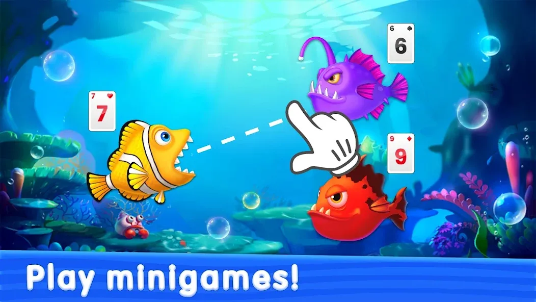 Solitaire TriPeaks: Aquarium (Солитер ТриПикс)  [МОД Много денег] Screenshot 1