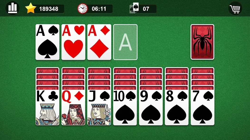 Spider Solitaire  [МОД Unlocked] Screenshot 4