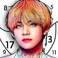 Скачать взломанную Kpop Paint by Numbers BT21  [МОД Много денег] - стабильная версия apk на Андроид