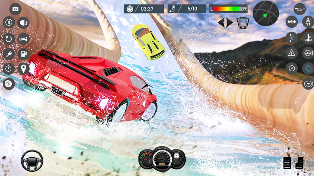 Water Slide Car Race games (Ватер Слайд Кар Рейс игры)  [МОД Много монет] Screenshot 1