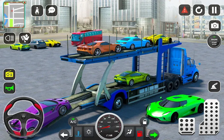 Trailer Truck Car Transport 3D  [МОД Бесконечные монеты] Screenshot 1