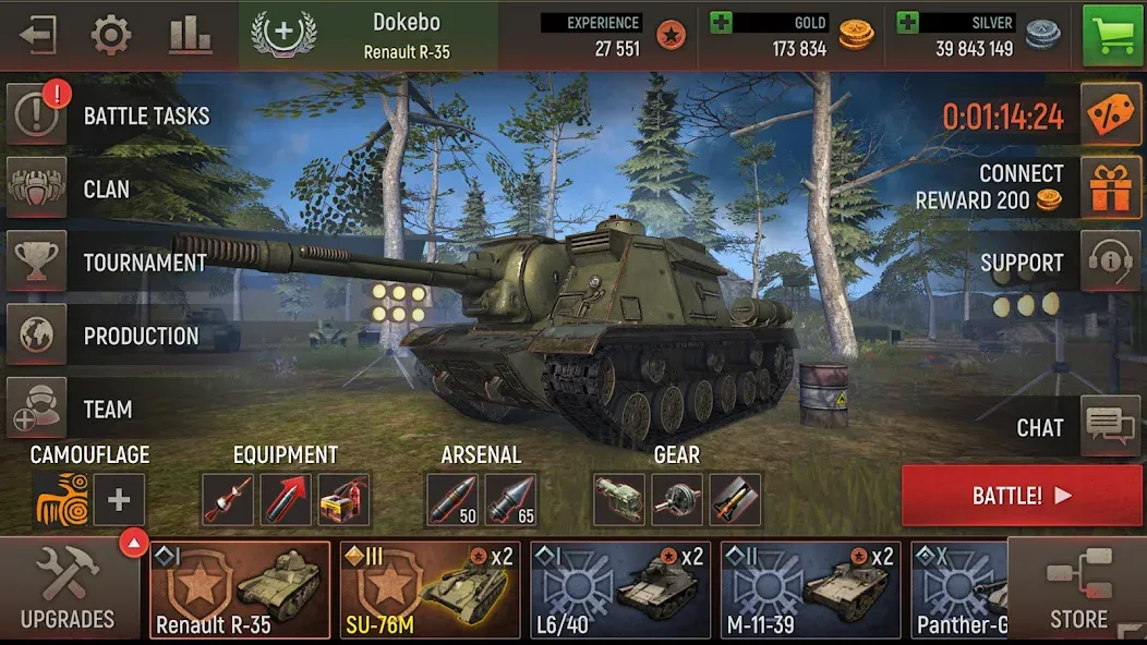 Battle Tanks: Tank Games WW2 (Бэтл Тэнкс)  [МОД Много монет] Screenshot 4