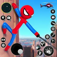 Скачать взлом Flying Stickman Rope Hero Game  [МОД Mega Pack] - стабильная версия apk на Андроид