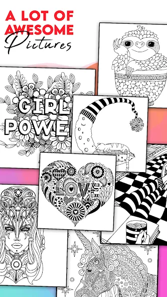 Coloring for adults offline  [МОД Много монет] Screenshot 2