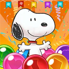 Взломанная Bubble Shooter - Snoopy POP! (Бабл шутер)  [МОД Много монет] - последняя версия apk на Андроид