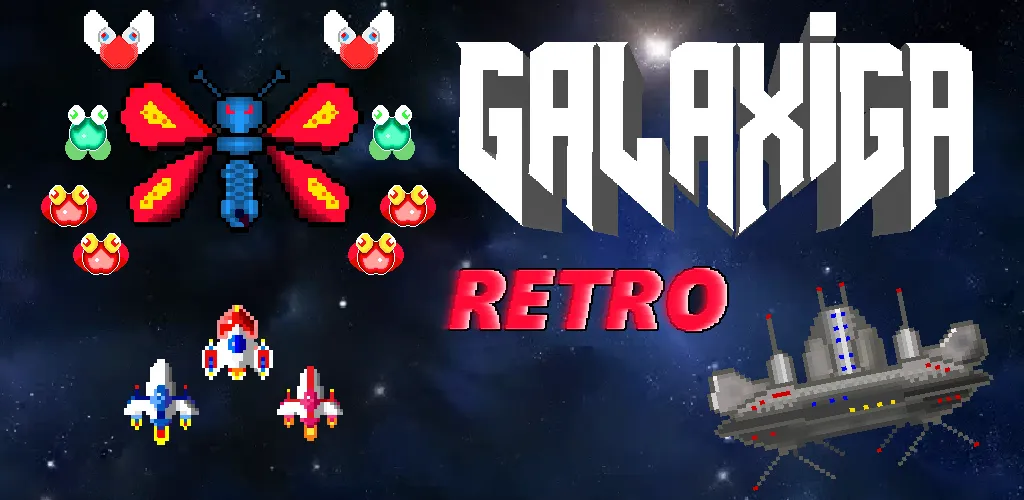 Galaxiga Retro Arcade Action (Галаксига Ретро Аркейд Экшн)  [МОД Все открыто] Screenshot 1