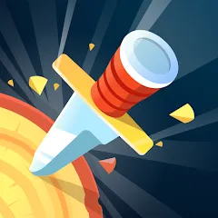 Взломанная Knife Hit (На русский язык   переводится как Удар ножом)  [МОД Много денег] - полная версия apk на Андроид