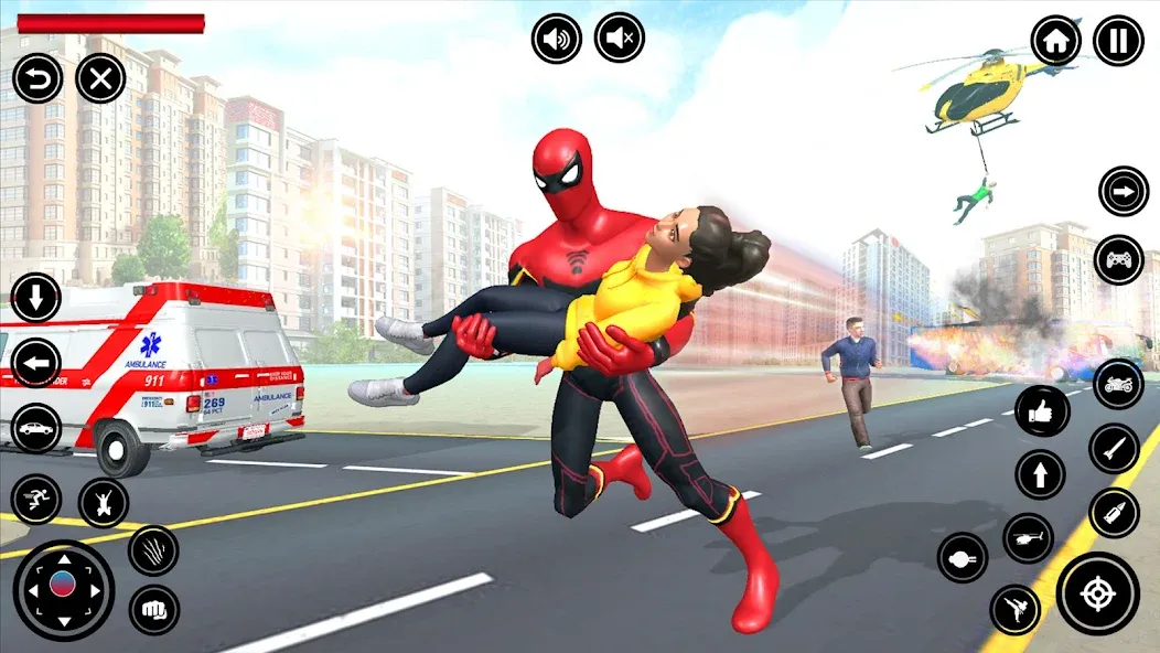 Flying Spider Rope Hero Fight (Флайинг Спайдер Роп Хиро Файт)  [МОД Меню] Screenshot 2