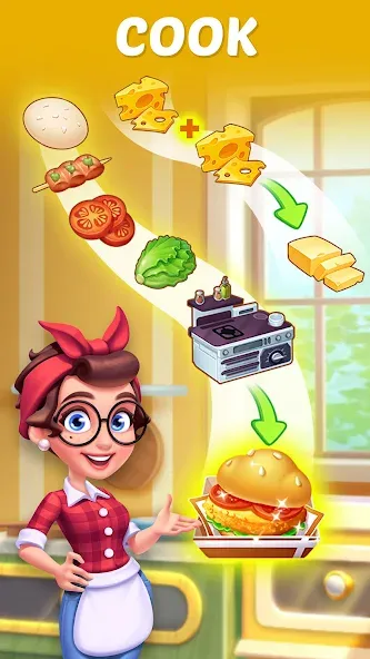 Merge Cooking:Theme Restaurant  [МОД Menu] Screenshot 4