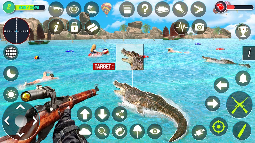 Crocodile Hunting Animal Games (Крокодил Охота Игры с животными)  [МОД Много монет] Screenshot 5