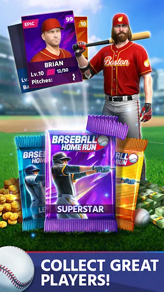 Baseball: Home Run Sports Game (Бейсбол)  [МОД Много денег] Screenshot 4