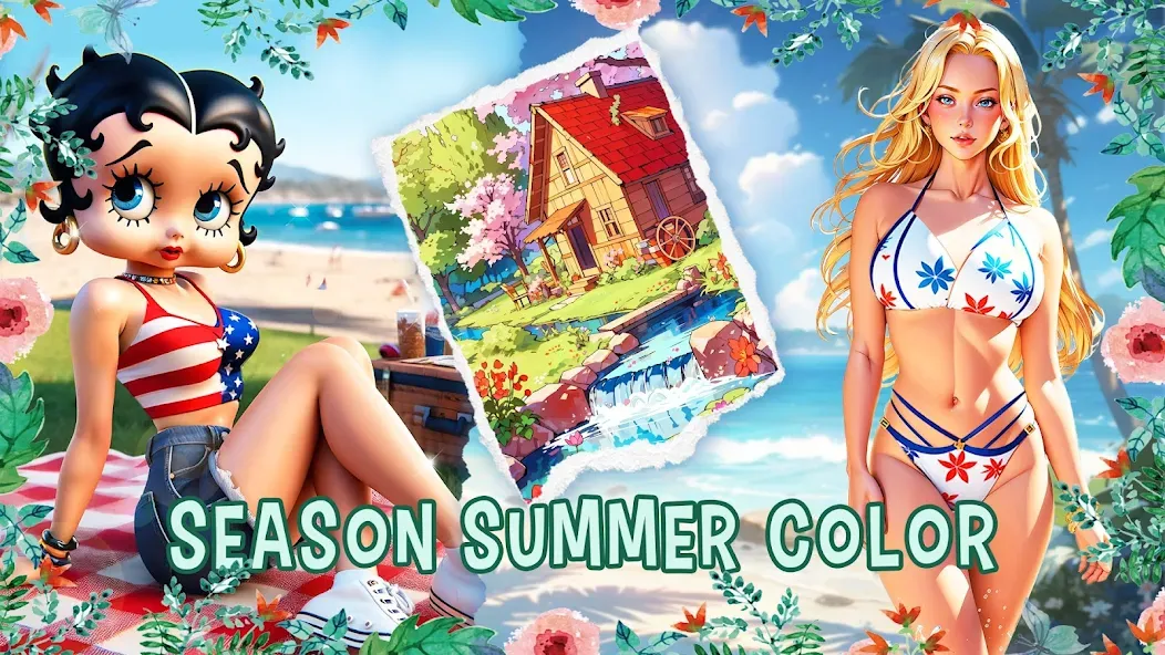 Season Summer Coloring Games  [МОД Много монет] Screenshot 5