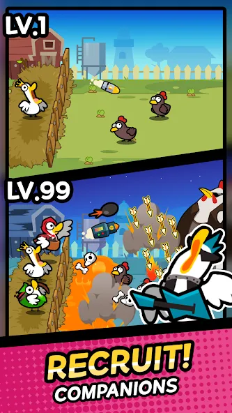 Duck vs Chicken : Idle Defense (Дак против Чикен)  [МОД Все открыто] Screenshot 2