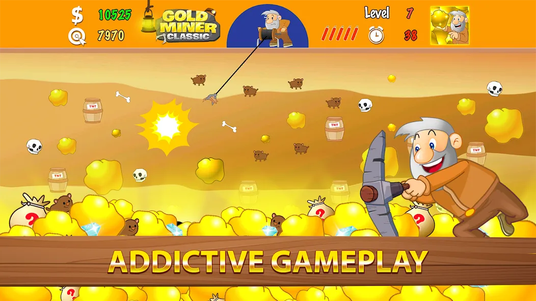 Gold Miner Classic: Gold Rush (Голд Майнер Классик)  [МОД Бесконечные деньги] Screenshot 2