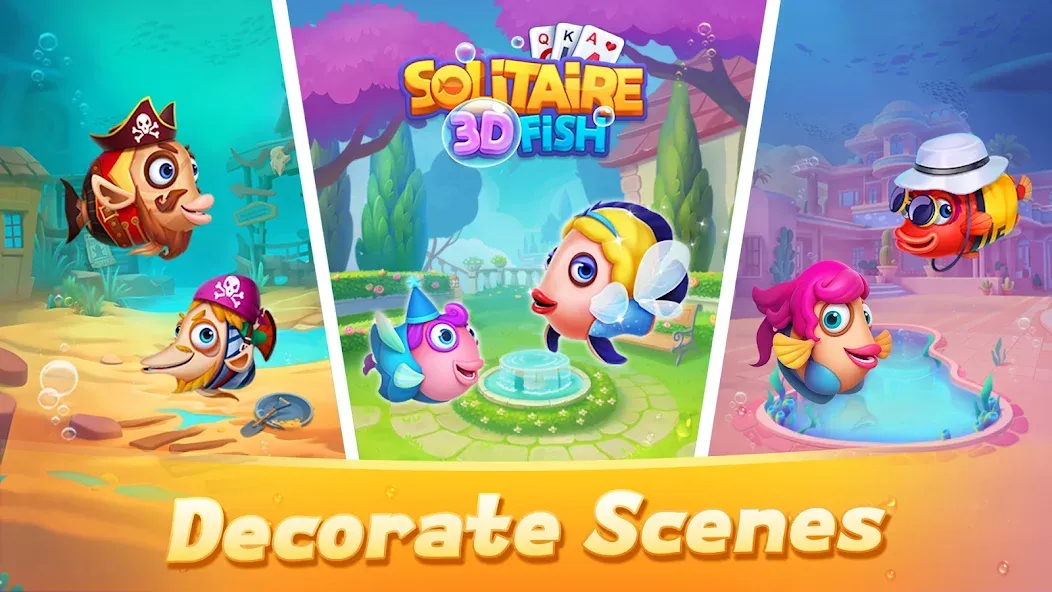 Solitaire 3D Fish  [МОД Много монет] Screenshot 2