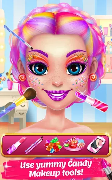 Candy Makeup Beauty Game  [МОД Бесконечные монеты] Screenshot 2