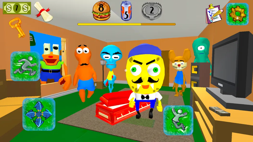 Sponge Neighbor Escape 3D (Спонж Сосед Побег 3D)  [МОД Unlimited Money] Screenshot 4