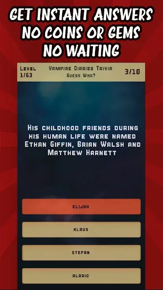 Vampire Diaries Quiz Trivia (Вампирские дневники викторина виктрия)  [МОД Много денег] Screenshot 3