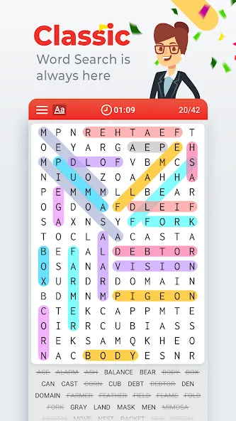 Word Search Colorful  [МОД Бесконечные деньги] Screenshot 1