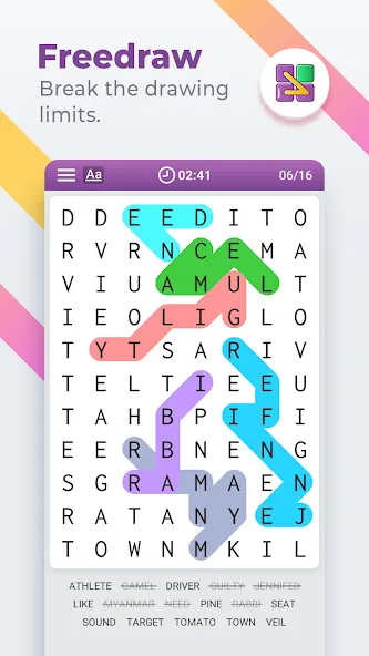 Word Search Colorful  [МОД Бесконечные деньги] Screenshot 5