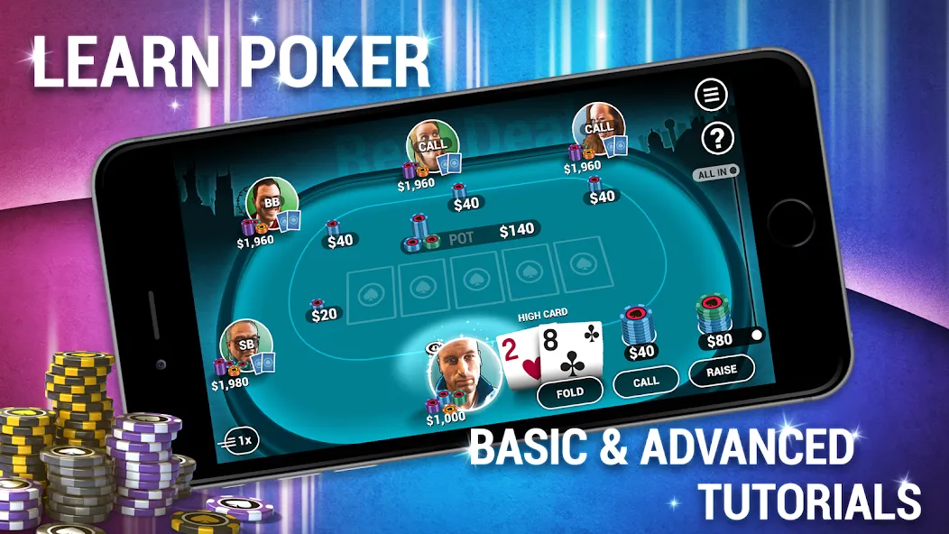 Learn How To Play Texas Poker  [МОД Unlimited Money] Screenshot 1