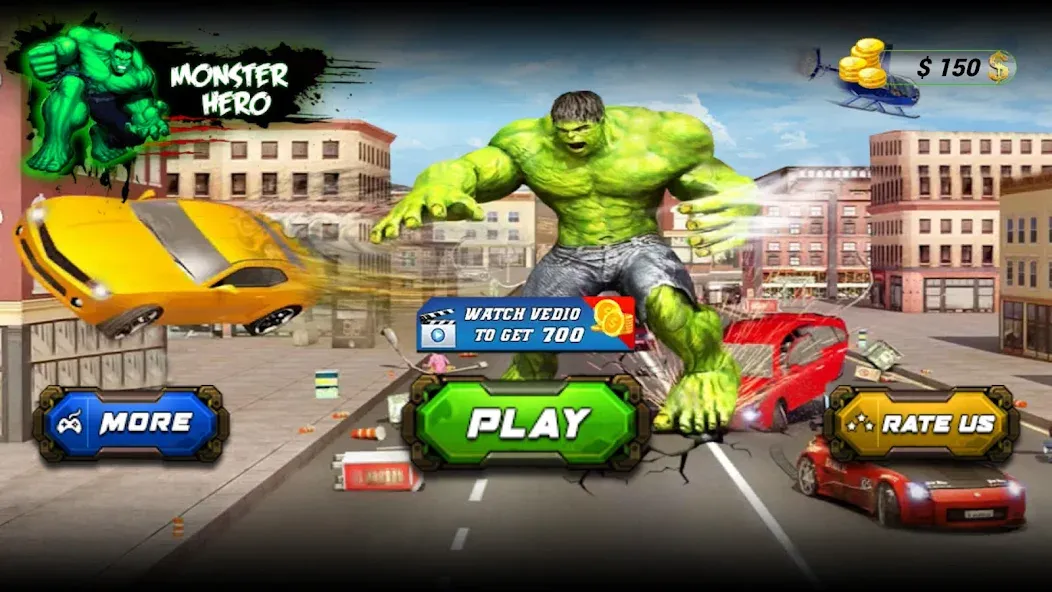 Monster Superhero: Green Fight  [МОД Menu] Screenshot 1