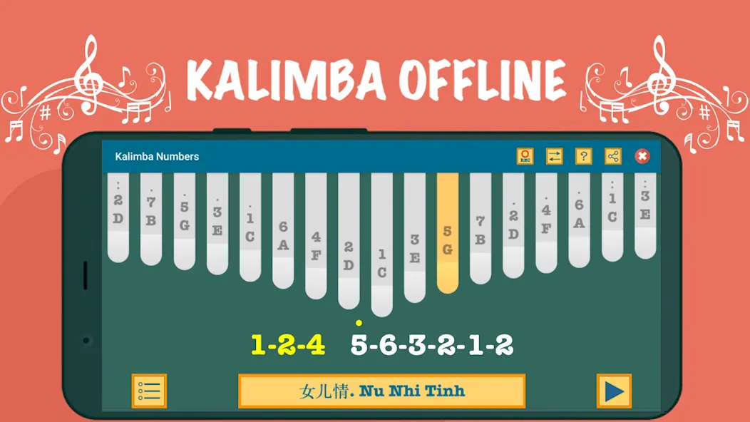 Kalimba App With Songs Numbers (Калимба приложение с песнями и цифрами)  [МОД Menu] Screenshot 1