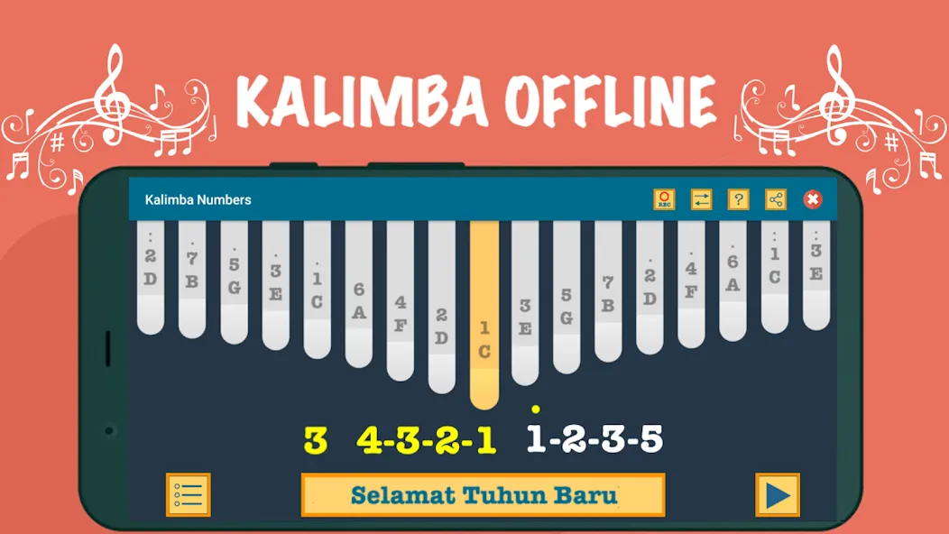 Kalimba App With Songs Numbers (Калимба приложение с песнями и цифрами)  [МОД Menu] Screenshot 3